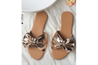 Bow rose gold flats