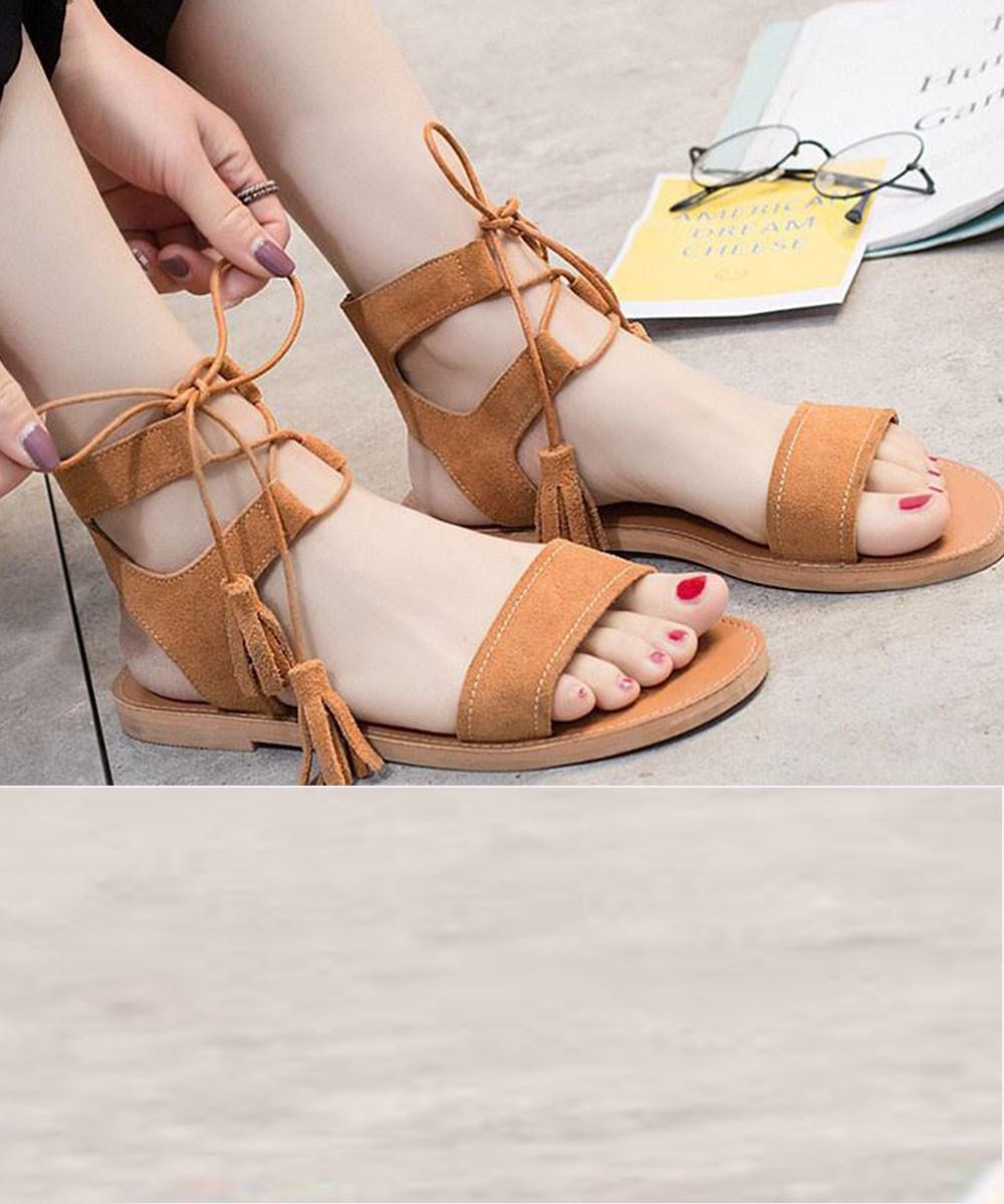 Tassel Round Toe brown Flats - Street Style Store
