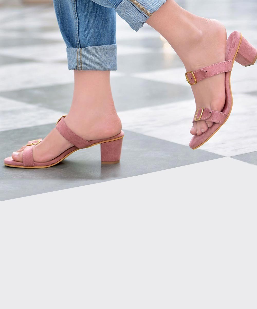 Blush pink buckle up heels - Street 