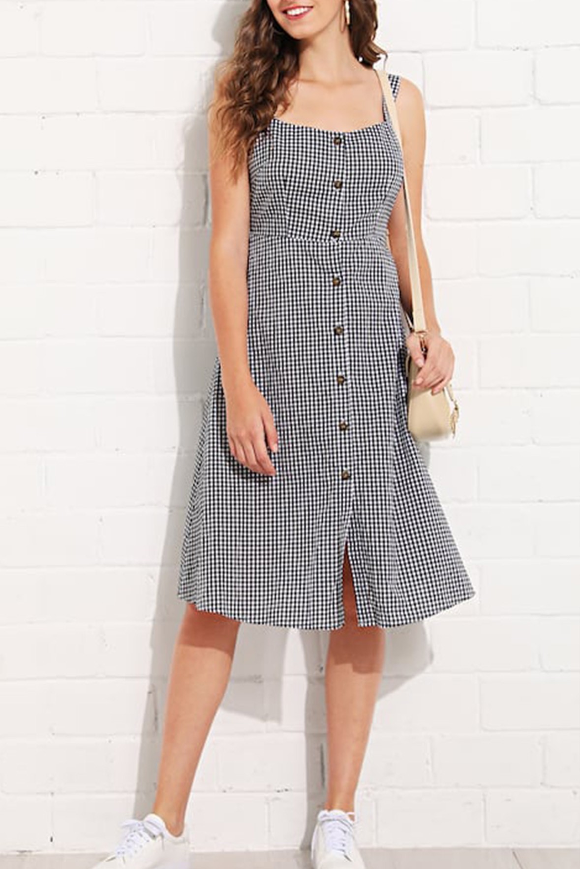 Plaid dress with buttons Clearance