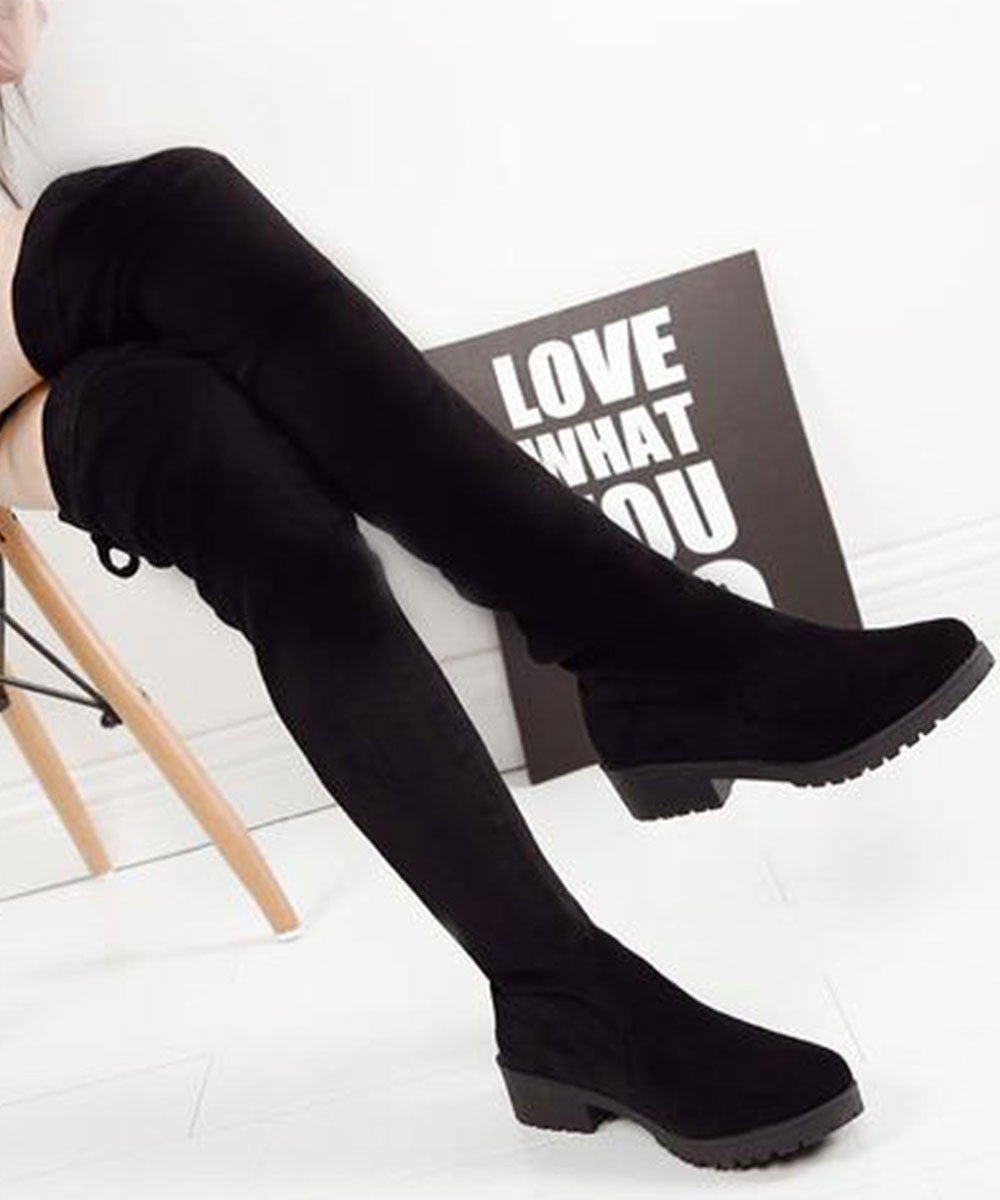 Over the Knee Black Boots - Street 