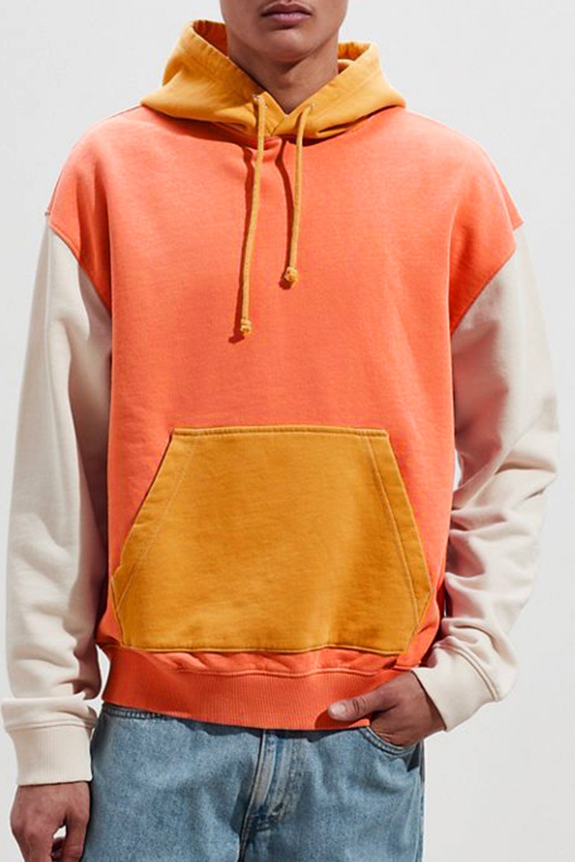 Colorblock Hoodie Sweatshirt Sunrise orange