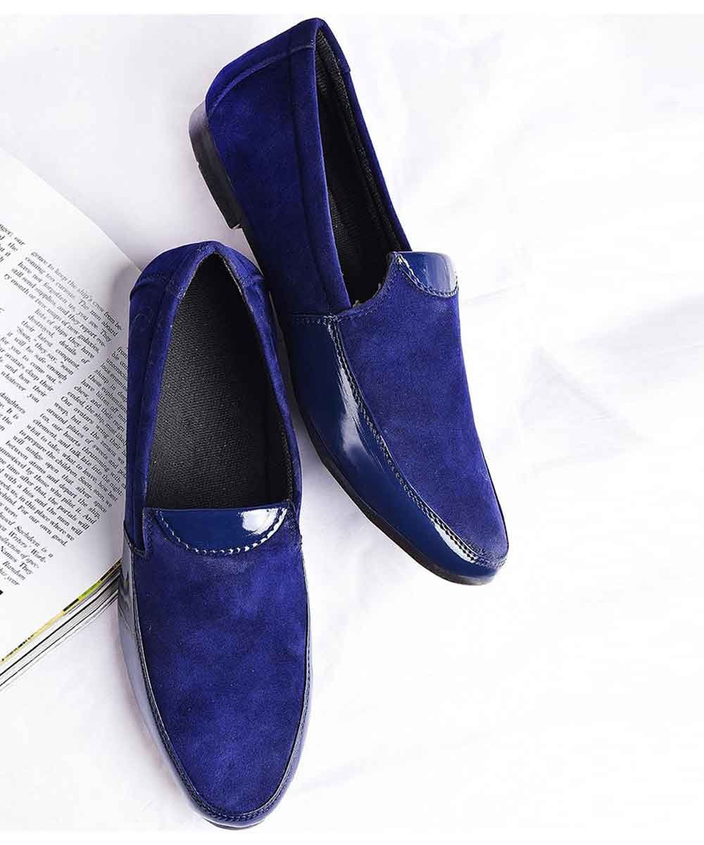 Mens Blue suede loafers Street Style Store