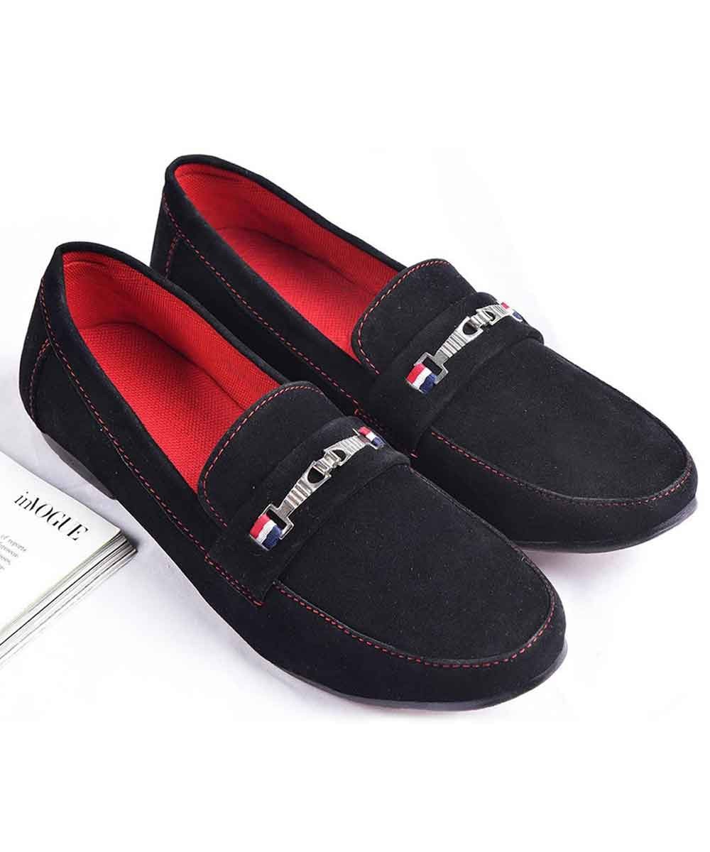 Mens Black suede loafers Street Style Store