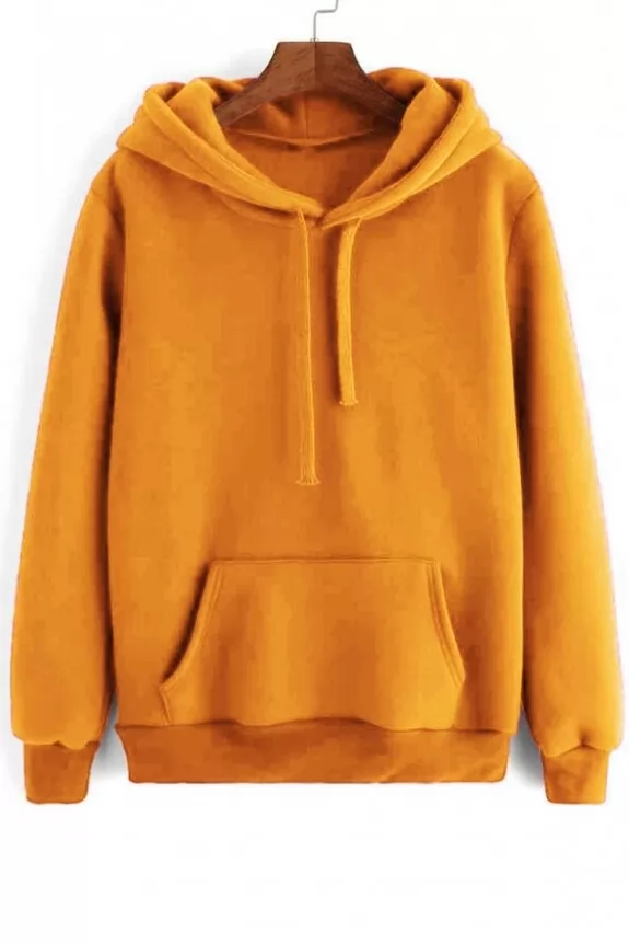 Hooded Long Sleeve Pockets Sweatshirt Mustard | Street Style Store | SSS
