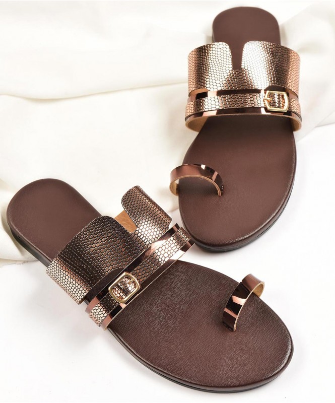 Street style discount store gold flats