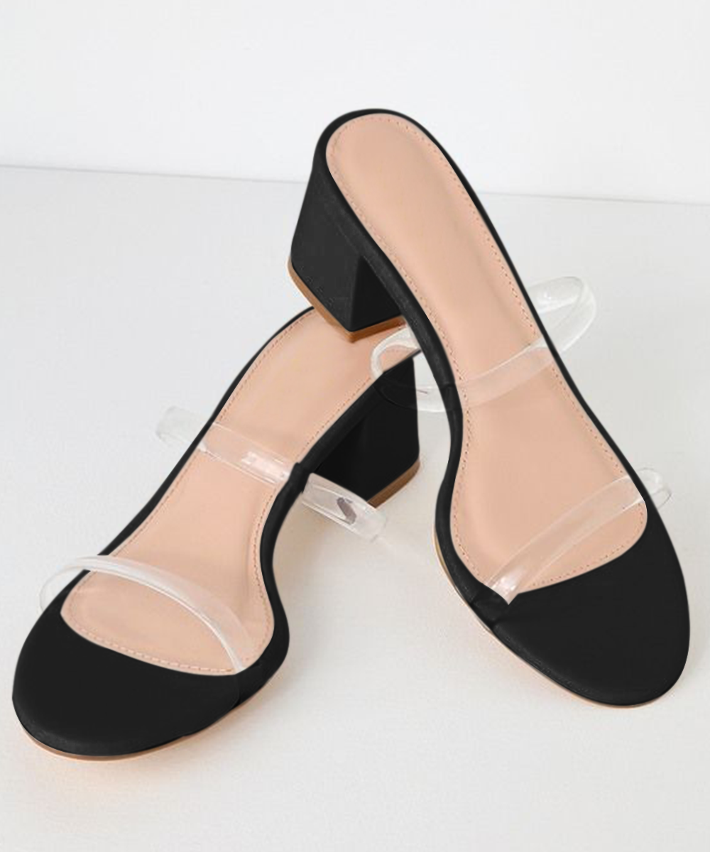 black transparent block heels