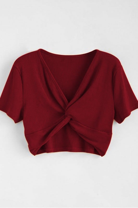 Classic knit-style top marsala