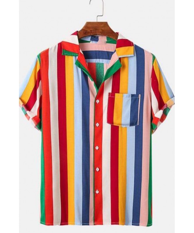 Rainbow Stripe multicolor men shirt