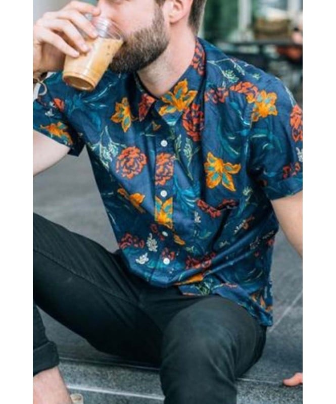 flower print Shirt with Patch Pocket