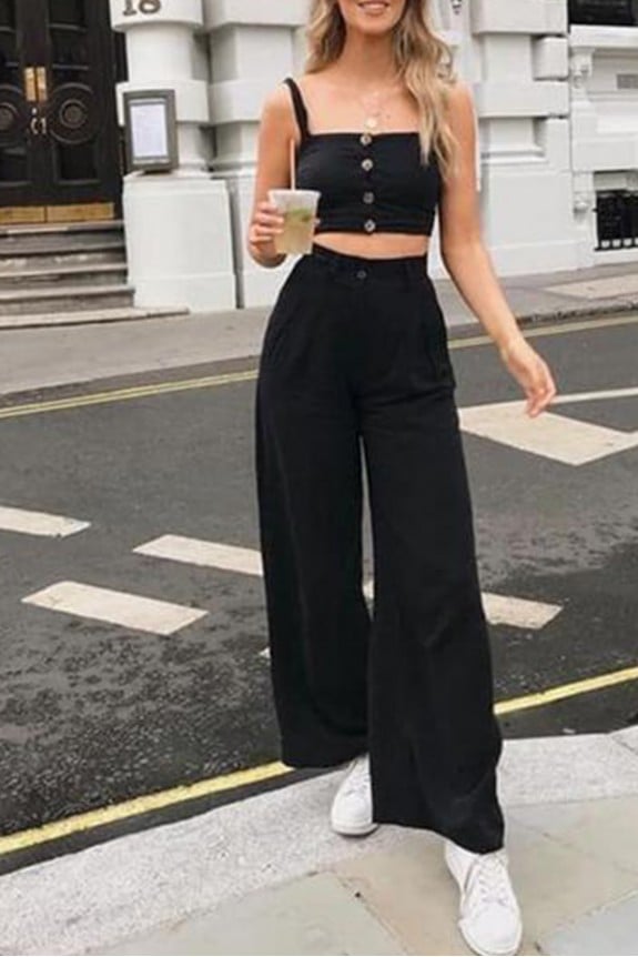 Wide-Leg Pant Two- Piece Outfit