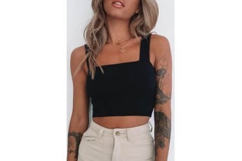 Black Strapped Crop Top