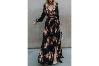 Black Floral print maxi dress