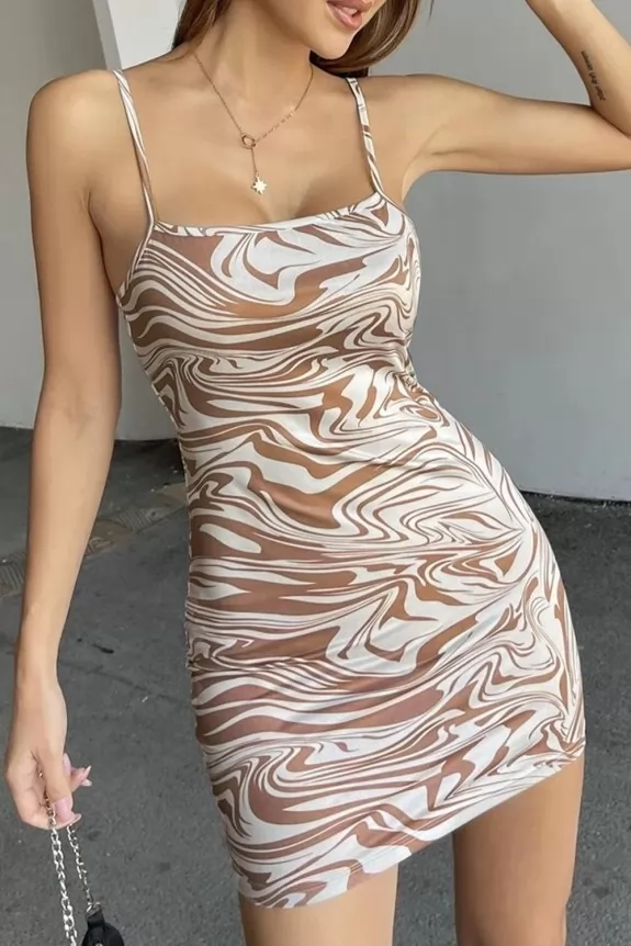 Marble Print Bodycon Dress