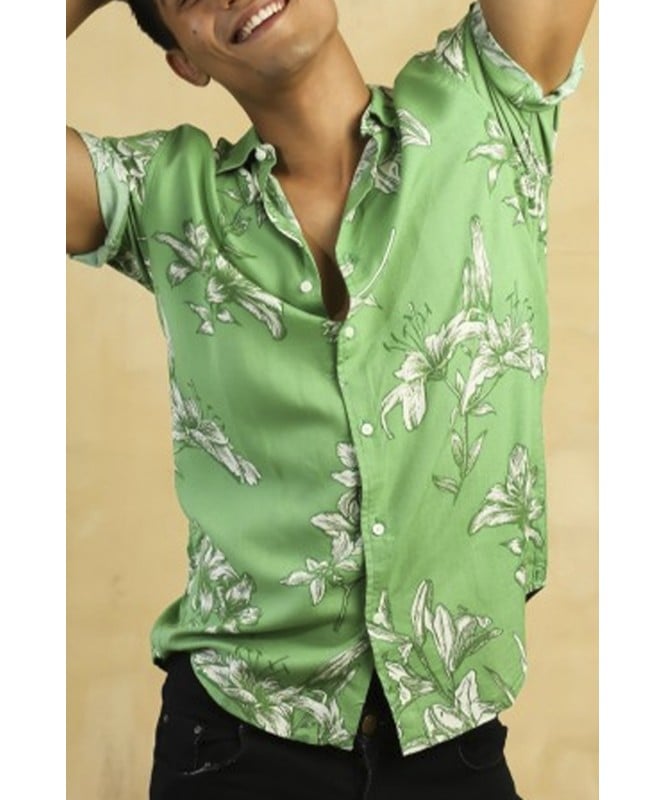 Men's Green  Floral Shirt