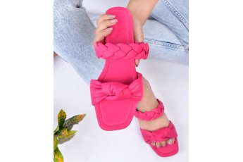 Braided strap knotted pink flats