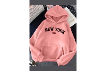 Candlelight peach new York print hoodie
