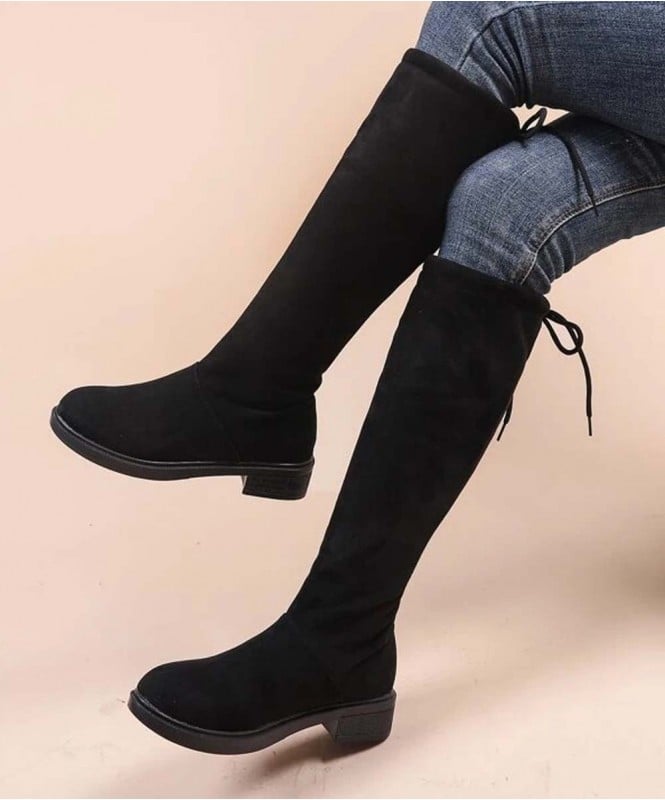 Black winter long boots
