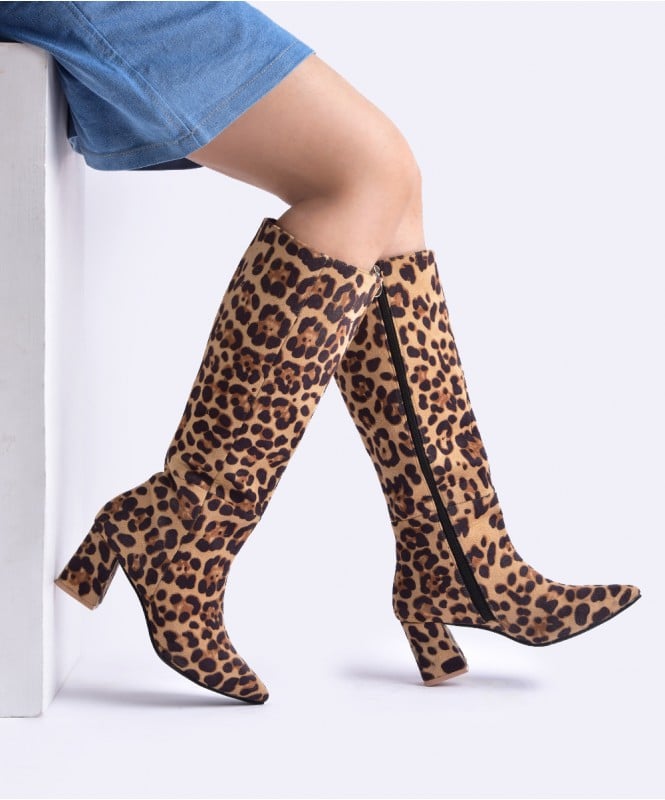 Zip it up leopard print boots