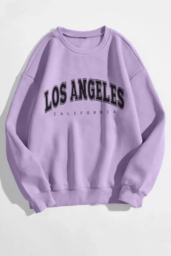 Letter Graphic Drop Shoulder Sweatshirt - Lavender