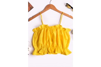 Yellow ruffle strappy top