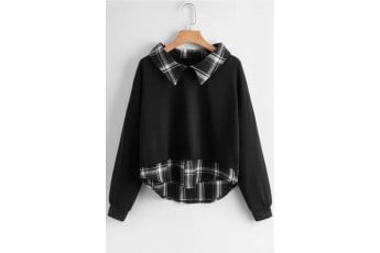 Winter fleece designed black sweatshirt