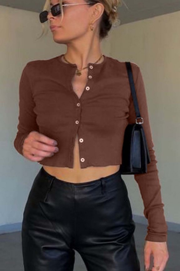 Cinnamon open front rib top