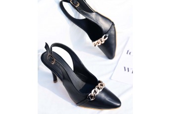 Black Embellished slingback mid heel