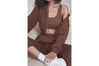 Set of 2: Cinnamon Brown cropped hoodie with Joggers