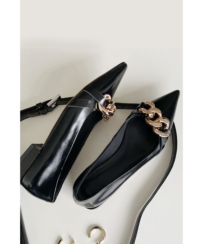 Pointed chain detailed ballerina heel