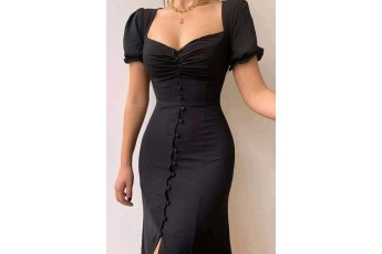 Black Elegant Rib Dress