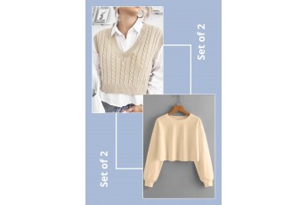 Set of 2: Beige sweater & Autumn blonde sweatshirt