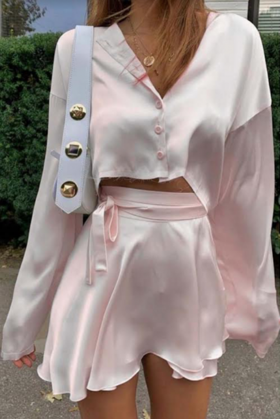 Set of Two - Pink Satin Party Dress