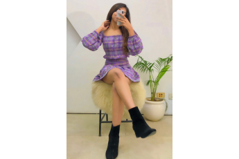 Set of 2 - Lavender check skirt with top