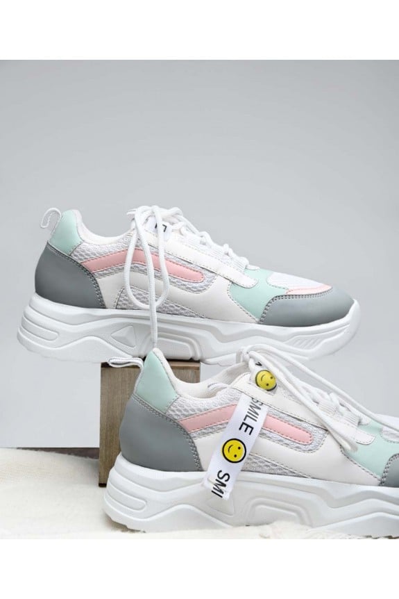 Soft multicolour on white chunky sneaker