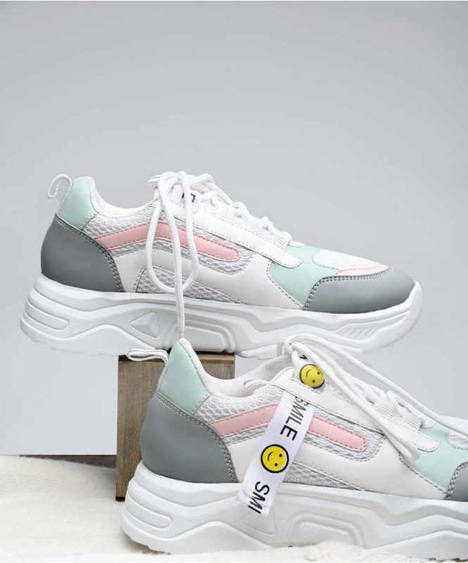 Soft multicolour on white chunky sneaker Street Style Store SSS