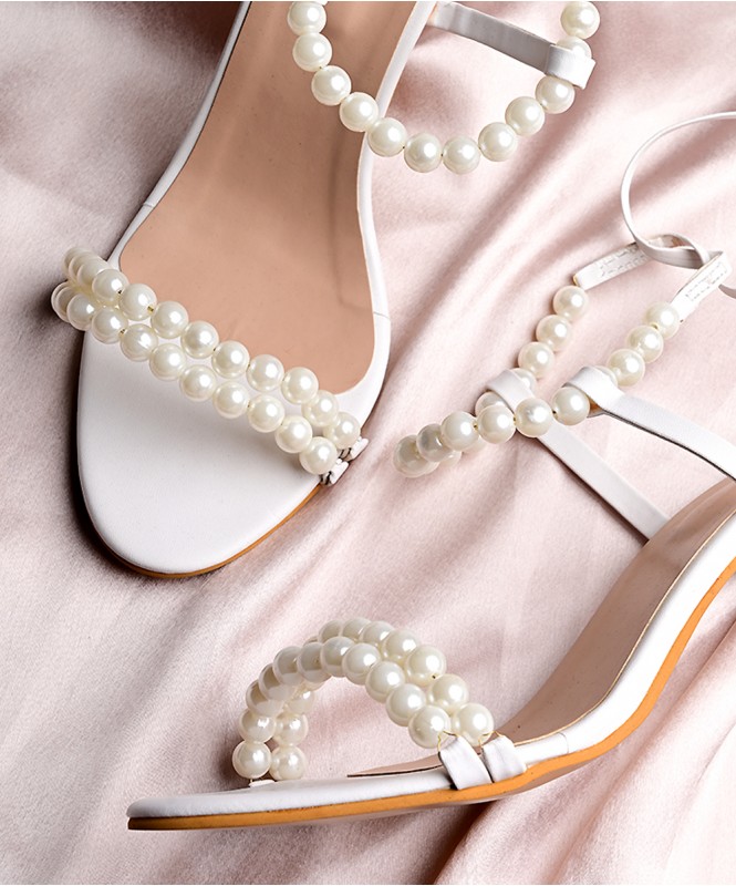 Elegant Pearl Embellished Heel, Street Style Store