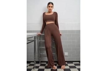 Set of two -Rib full sleeve top with trouser