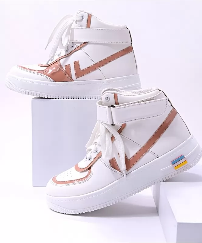 Brown on white high ankle chunky sneaker