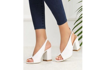 Classy white peep toe heels