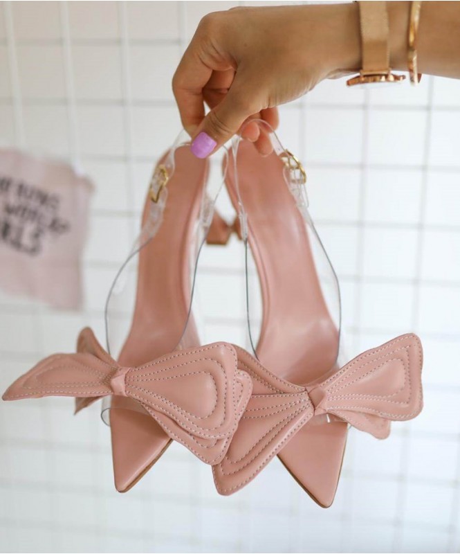The big bow pink transy heels