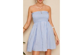 Blue Plaid Short Dress