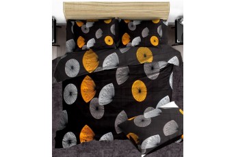 Black Abstract Print Poly Cotton Bedsheet with Pillow Case