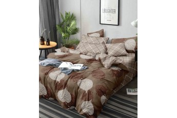 Multi- Color leaf Coffee Poly Cotton Bed Sheet with Pillow Case