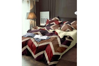 Multi-Color earthy tone Strips Poly Cotton Bedsheet with Pillow Case