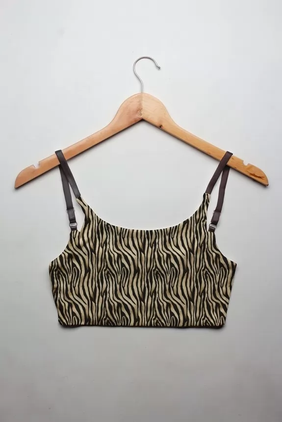 Tigress print slip on bra with glitter bands