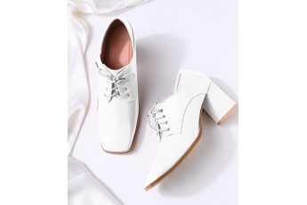 Classic White patent derby heel