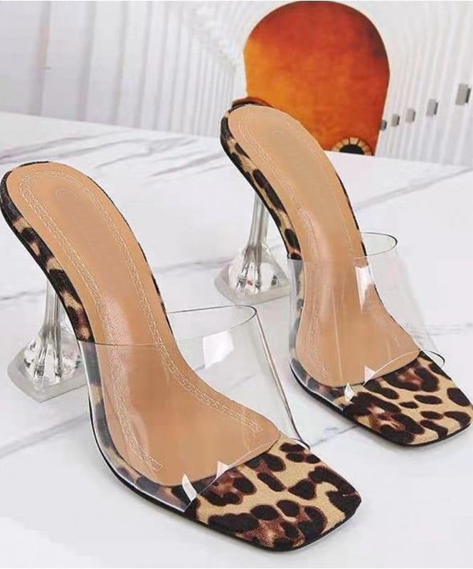 transy strap animal print heels