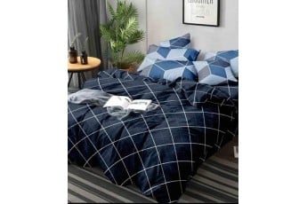 Navyblue Rhombus 300 TC Polycotton 1 Double Bedsheet with 2 Pillow Covers