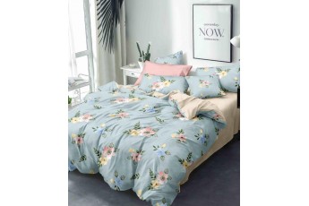 Skyblue Floral 300 TC Polycotton 1 Double Bedsheet with 2 Pillow Covers